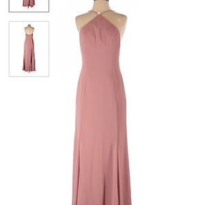 Petite Chiffon Maxi dress with halter neckline